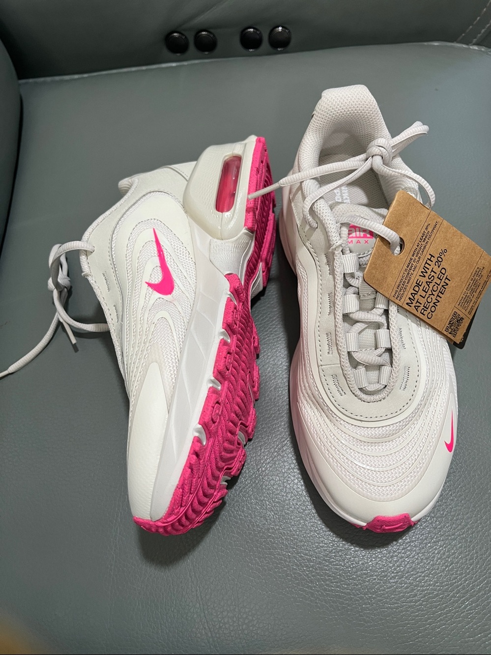 Nike Women’s Air Max Fire Sneakers - Light  Taupe with Pink Accents - Picture 3 of 7